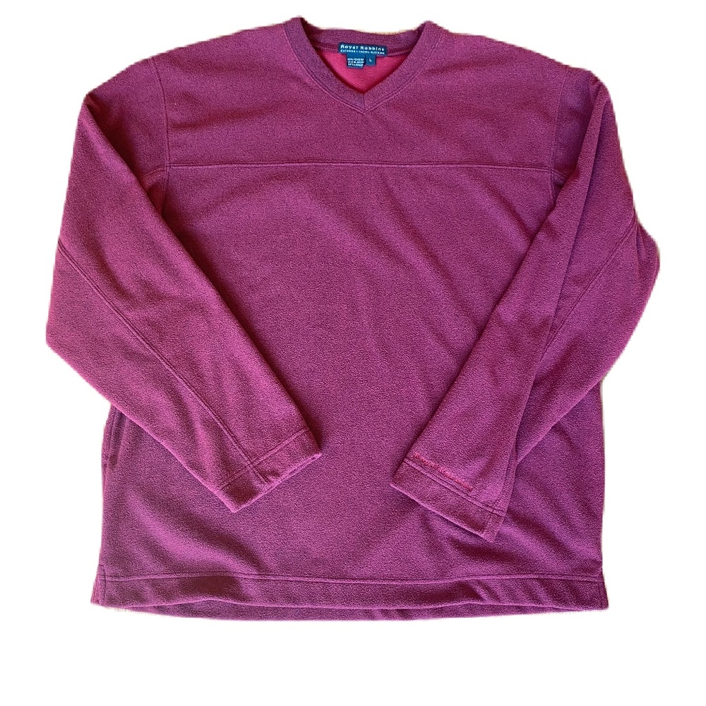 Royal Robbins long sleeve v-neck fleece pullover red large